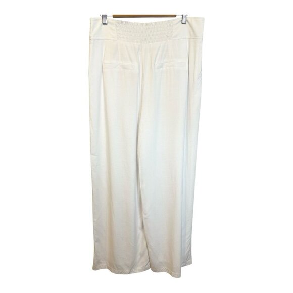 Bar III Button Front Lined Wide Leg White Pants Size 14 High Waist Pockets - Picture 4 of 13